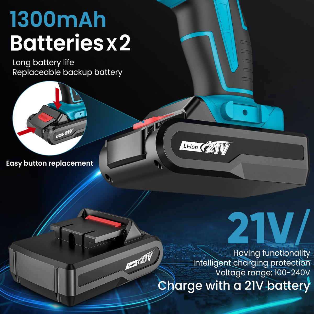 21V Akkuporakone – 32 Nm | 2 Akkua | Terässarja | Iskuvaihde | Nopea Toimitus