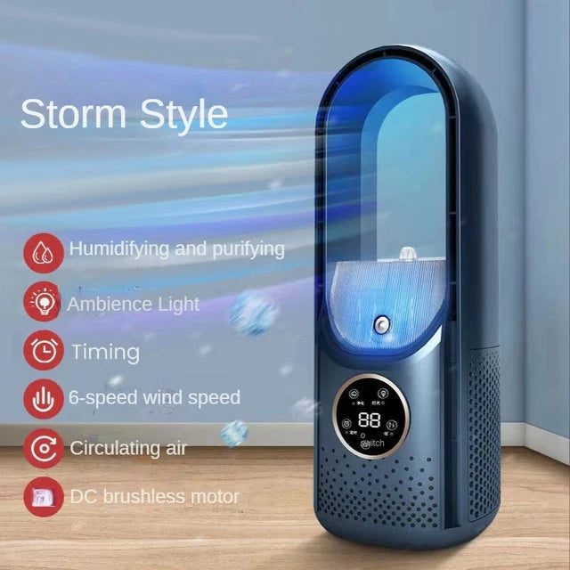 Kannettava USB-Tuuletin Lavaton - 6 Nopeutta | Ilmankostuttaja | 100ml | Ajastin | Valkea & Sininen