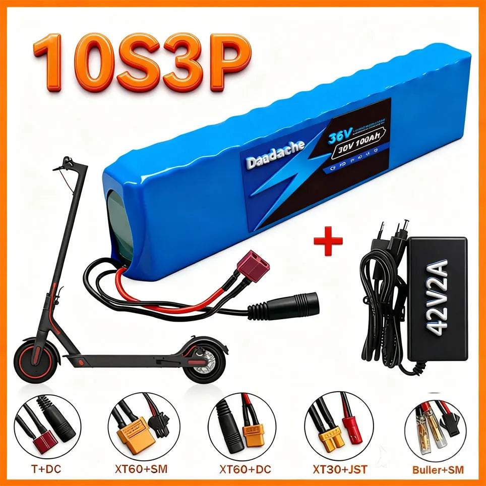 Litiumakku Laturilla 1000W – 36V 100Ah 10S3P | BMS-Suojaus | Sähköpyörä & Skootteri