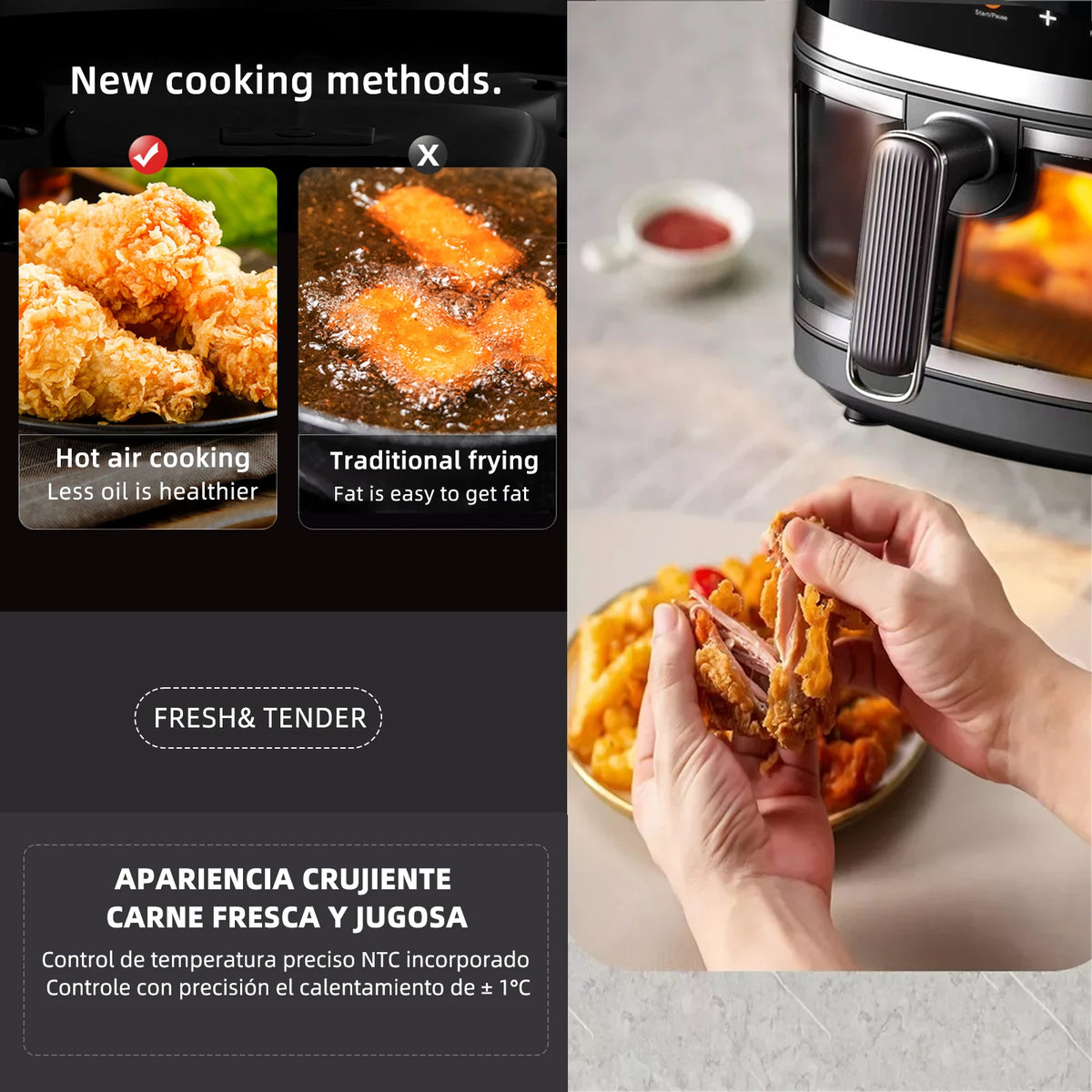 AirFryer 8L 1400W – 360° Kuumailma | 8 Toimintoa | LED | BPA-Vapaa | CE | 1v Takuu | Nopea Toimitus