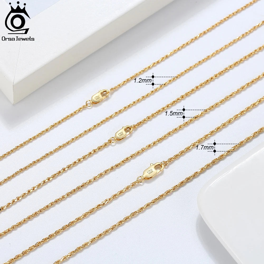 18K Kultapinnoitettu Kaulaketju – 925 Sterling Hopea | 40–60 cm | Hypoallergeeninen | Lahjapaketissa