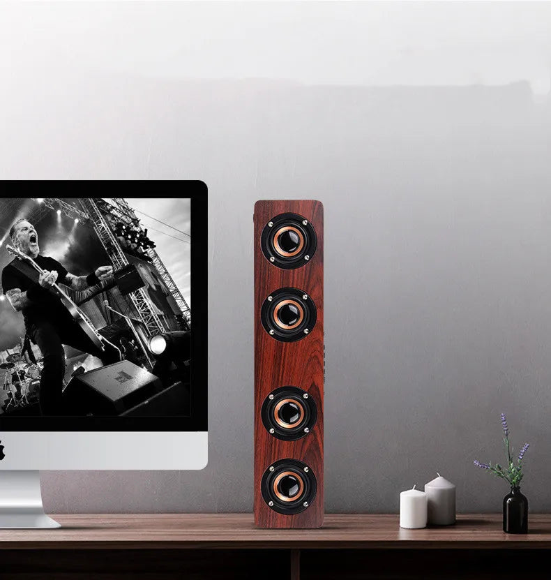 Puinen Soundbar – 20W Bluetooth-kaiutin, FM-radio, LED-näyttö, herätyskello