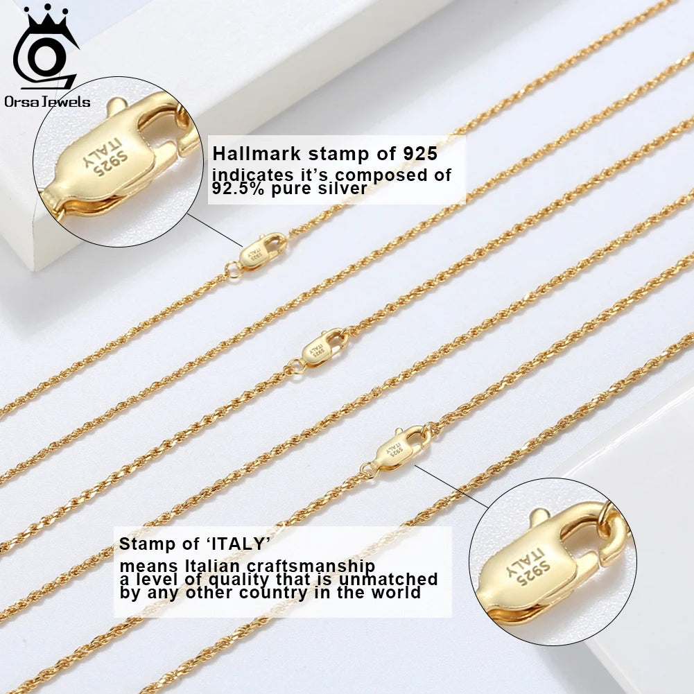 18K Kultapinnoitettu Kaulaketju – 925 Sterling Hopea | 40–60 cm | Hypoallergeeninen | Lahjapaketissa