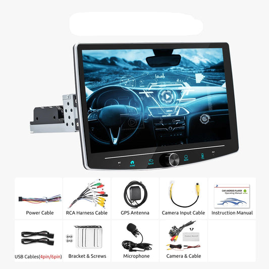 Yleismallinen Autosoitin 10" 1DIN – Android 15 | 4/64 Gt | CarPlay & Android Auto | GPS | WiFi