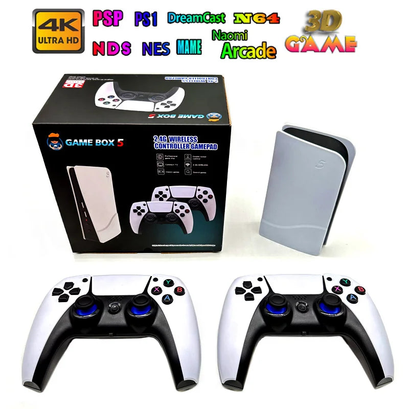 Retrokonsoli P5 Plus – 40 000+ Peliä, 4K HDMI, 128 Gt, 2 Ohjainta