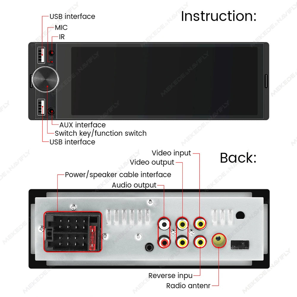 Yleismallinen Autosoitin 7" 1DIN – CarPlay & Android Auto | AHD-Kamera | Bluetooth | CE
