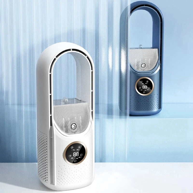 Kannettava USB-Tuuletin Lavaton - 6 Nopeutta | Ilmankostuttaja | 100ml | Ajastin | Valkea & Sininen