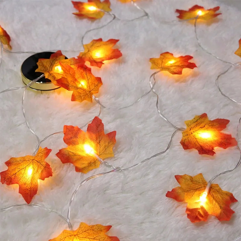 Halloween LED Valosarja – Vaahteralehtikoriste 2M/3M, paristokäyttöinen