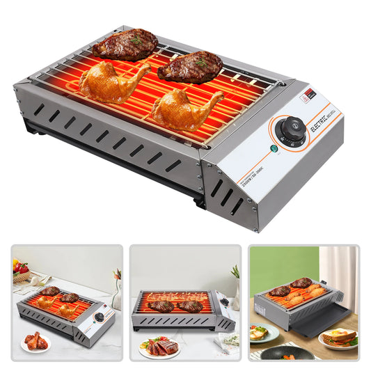 Sähköpöytägrilli 2500W – 50–300°C | Ruostumaton Teräs | Irrotettava Rasva-Alusta | Nopea Toimitus