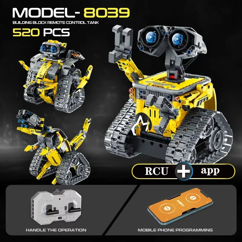 RC Robotti 3-in-1 Rakennussarja – 520 Palikkaa | Robotti, Kaivuri & Bulldozer | Kaukosäädin | CE