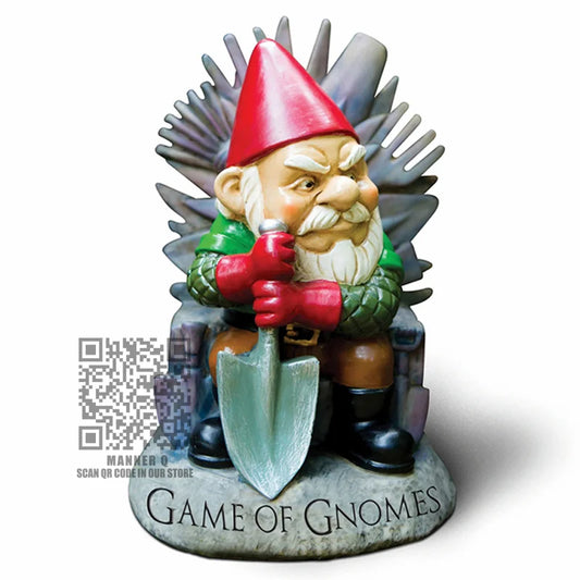Puutarhatonttu "Game of Gnomes" – Käsinmaalattu Rautaistuimella | Säänkestävä Polyresiini