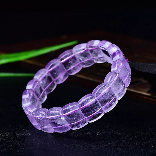 Ametistikvartsi Rannekoru – Luonnollinen violetti ametisti, 14x10mm, 19cm