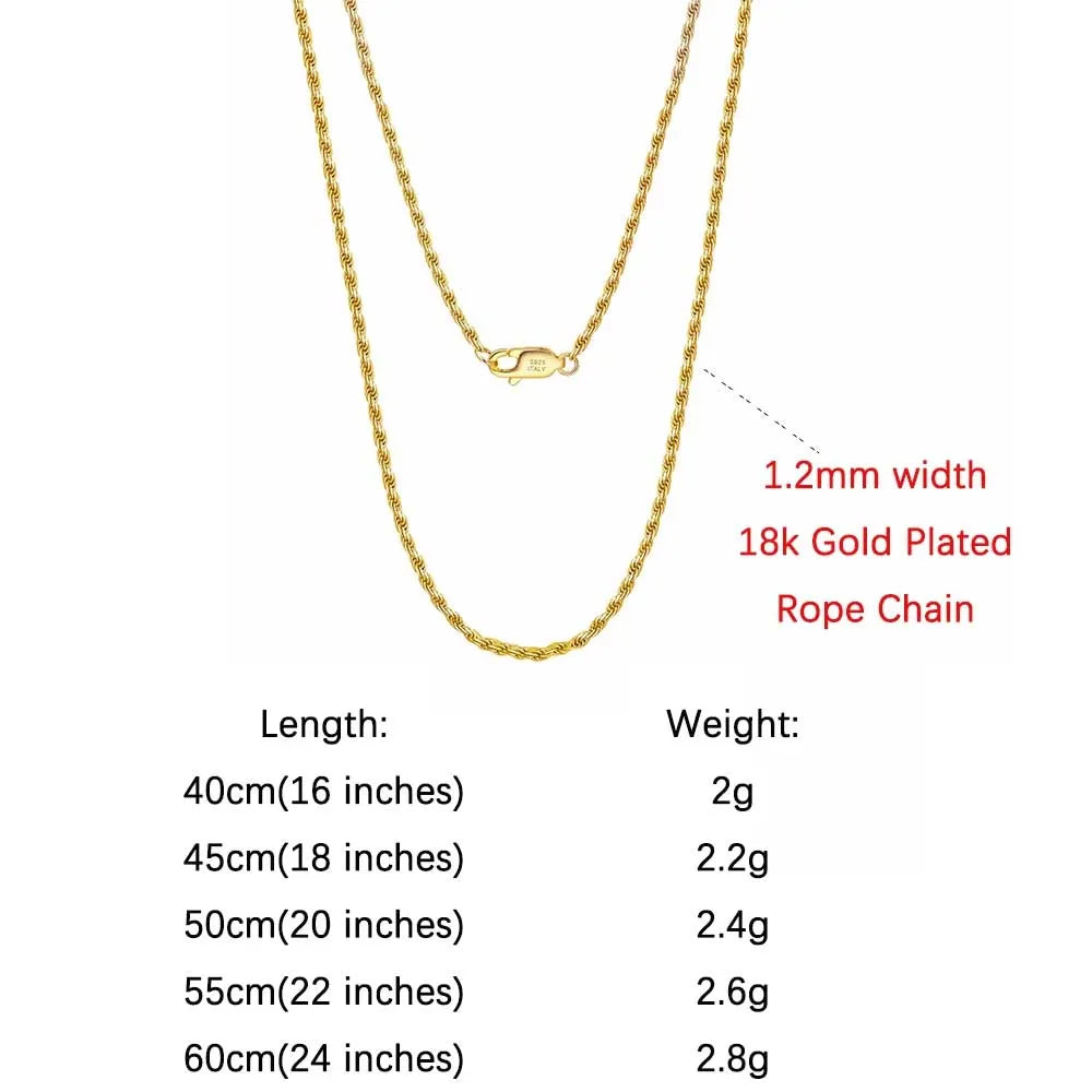 18K Kultapinnoitettu Kaulaketju – 925 Sterling Hopea | 40–60 cm | Hypoallergeeninen | Lahjapaketissa