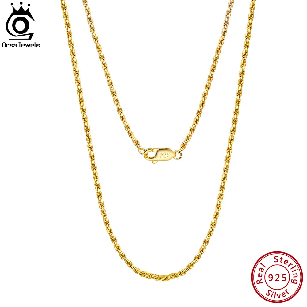 18K Kultapinnoitettu Kaulaketju – 925 Sterling Hopea | 40–60 cm | Hypoallergeeninen | Lahjapaketissa